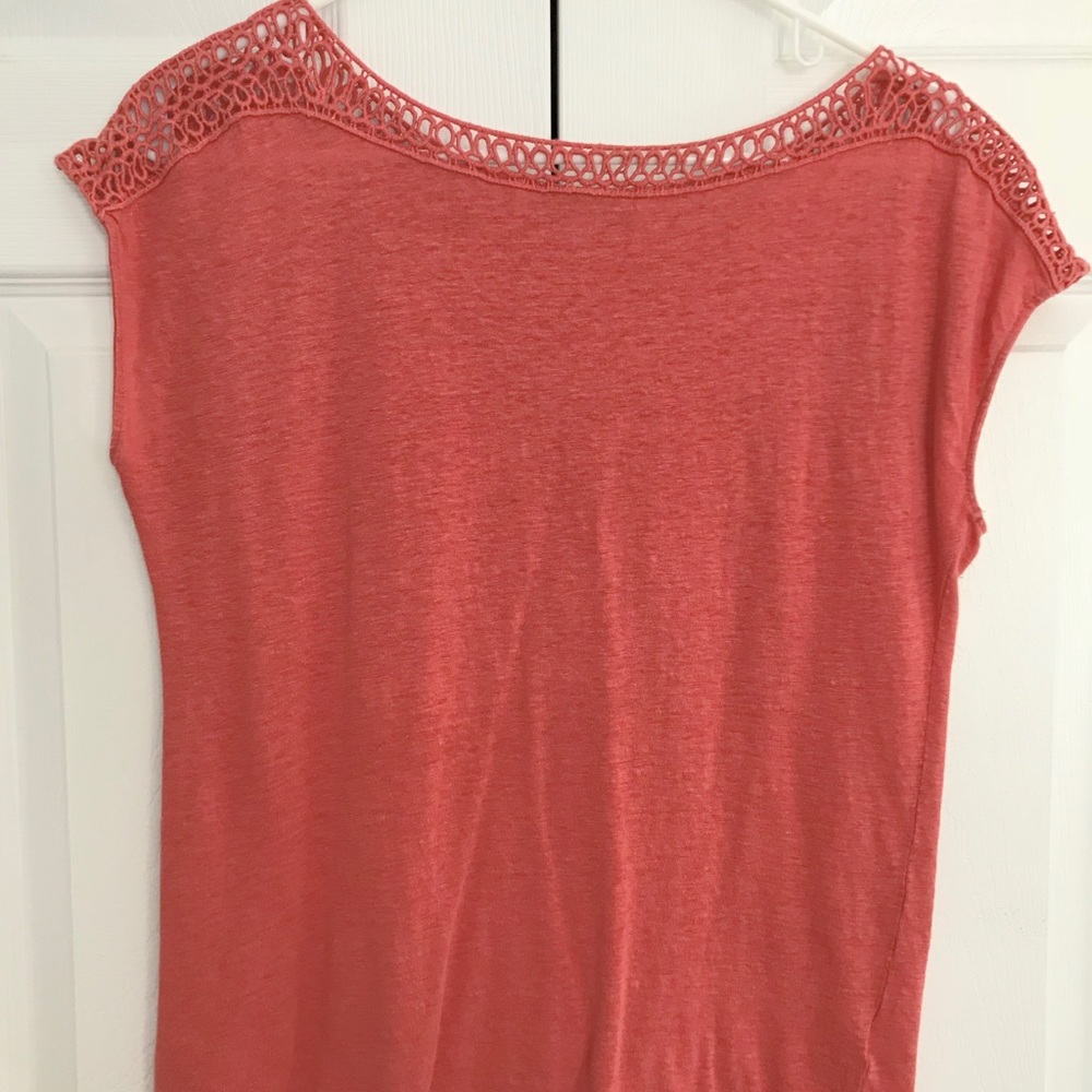 LOFT | Raspberry Lace/Crochet Boatneck Top - Picture 2 of 2
